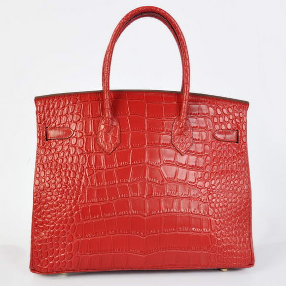 Hermes Birkin 35CM Tote Bags Crocodile Togo Leather Red Golden