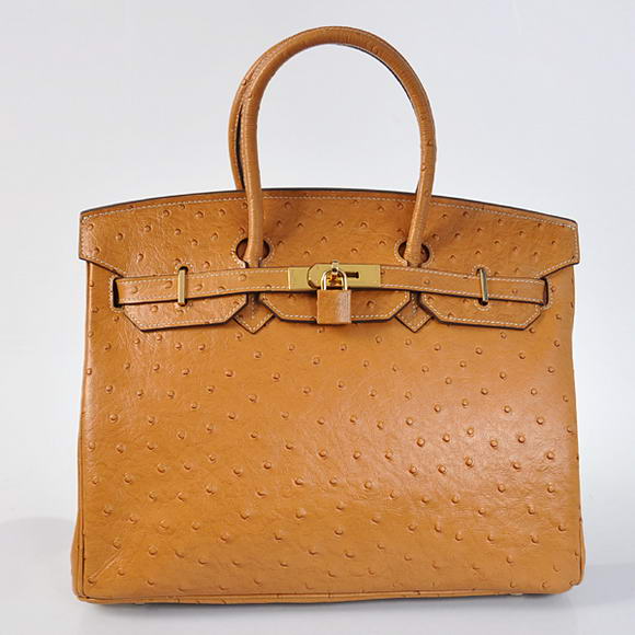 Hermes Birkin 35CM Tote Bags Ostrich Togo Leather Ocher Golden