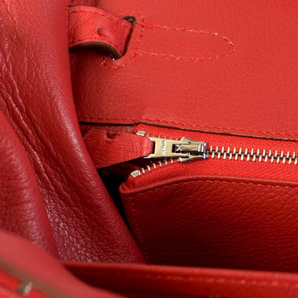 Hermes Birkin 35CM Tote Bags Ostrich Togo Leather Red Silver