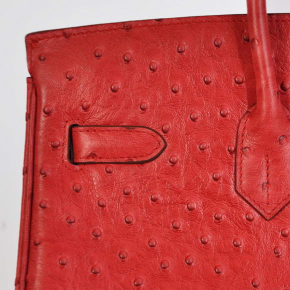 Hermes Birkin 35CM Tote Bags Ostrich Togo Leather Red Silver