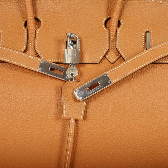 Hermes Birkin 35CM Tote Bags Smooth Togo Leather Camel Silver