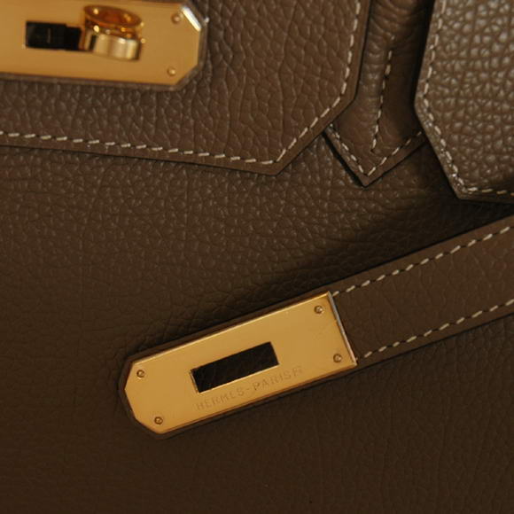 Hermes Birkin 35CM Tote Bags Smooth Togo Leather Dark Grey Golden