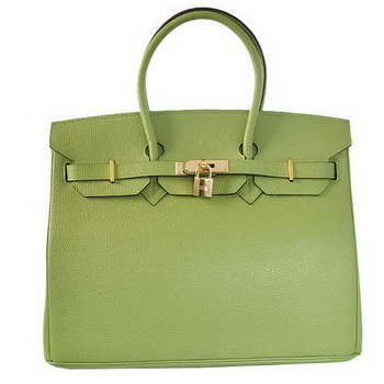 Hermes Birkin 35CM Tote Bags Smooth Togo Leather Green Golden