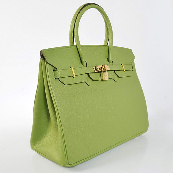 Hermes Birkin 35CM Tote Bags Smooth Togo Leather Green Golden