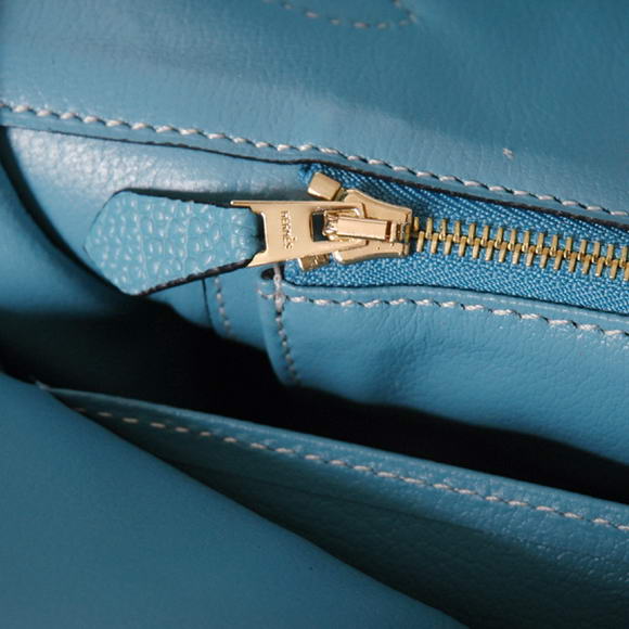 Hermes Birkin 35CM Tote Bags Smooth Togo Leather Light Blue Golden