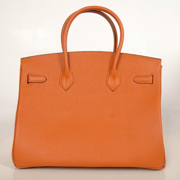 Hermes Birkin 35CM Tote Bags Smooth Togo Leather Orange Silver