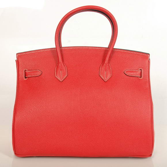 Hermes Birkin 35CM Tote Bags Smooth Togo Leather Red Silver