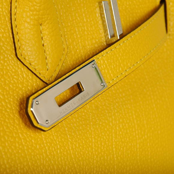 Hermes Birkin 35CM Tote Bags Smooth Togo Leather Yellow Silver