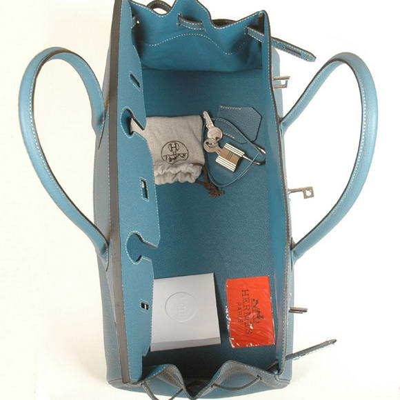Hermes Birkin 42cm JPG Birkin Togo Leather Blue Bag Silver Hardware
