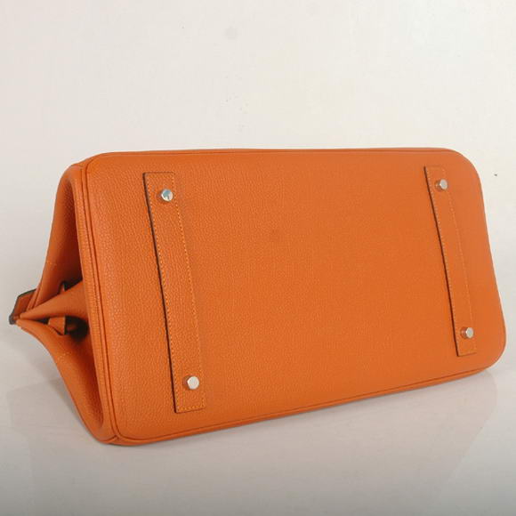 Hermes Birkin 42cm JPG Birkin Togo Leather Orange Bag Silver Hardware