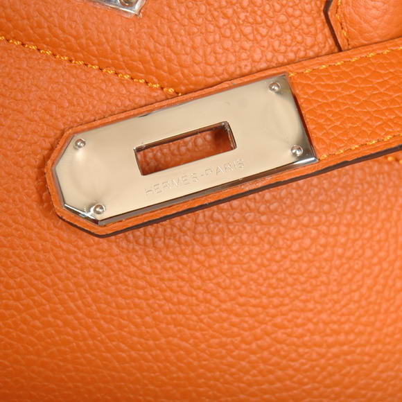 Hermes Birkin 42cm JPG Birkin Togo Leather Orange Bag Silver Hardware