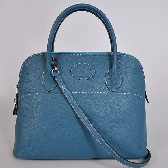 Hermes Bolide 37CM Tote Bags Clemence H1037 Blue