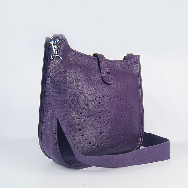 Hermes Cowhide Evelyne Messenger Bag 6309 Purple