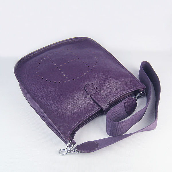 Hermes Cowhide Evelyne Messenger Bag 6309 Purple