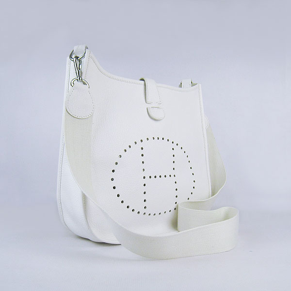 Hermes Cowhide Evelyne Messenger Bag 6309 White