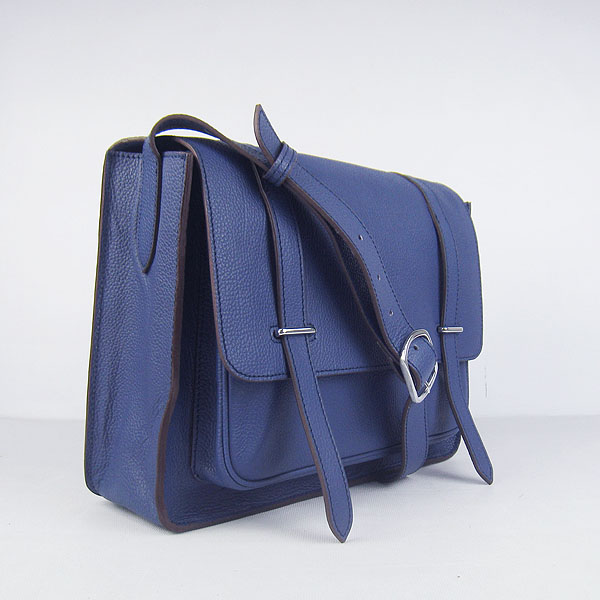 Hermes Jypsiere Togo Leather Messenger Bag Dark Blue