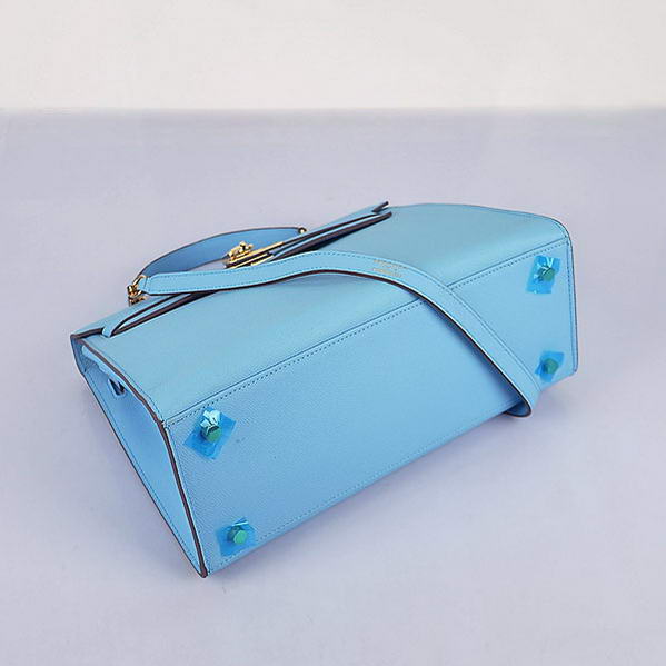 Top Quality Hermes Kelly 32cm Bags SkyBlue Calf Leather Gold