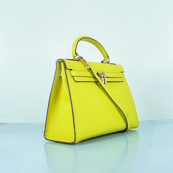 Hot Style Hermes Kelly 32cm Bags Yellow Calf Leather Gold