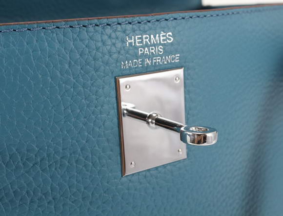 Hermes Kelly 32cm Togo Leather Handbags 6018 Blue Silver