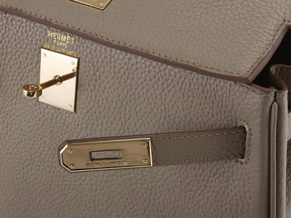 Hermes Kelly 32cm Togo Leather Handbags 6018 Dark Grey Golden