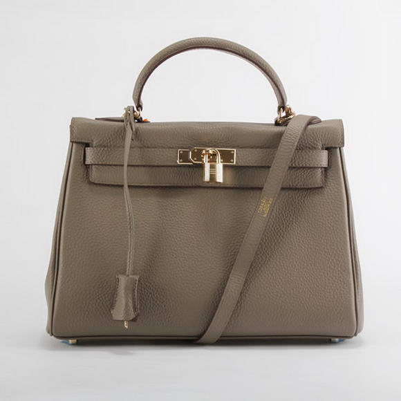 Hermes Kelly 32cm Togo Leather Handbags 6018 Dark Grey Golden