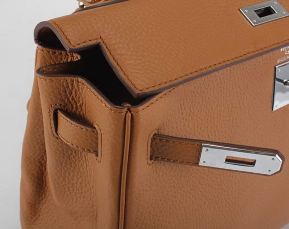 Hermes Kelly 32cm Togo Leather Handbags 6018 Light Coffee Silver