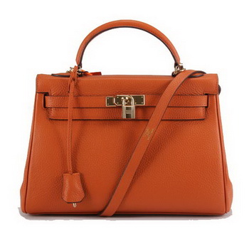Hermes Kelly 32cm Togo Leather Handbags 6018 Orange Golden