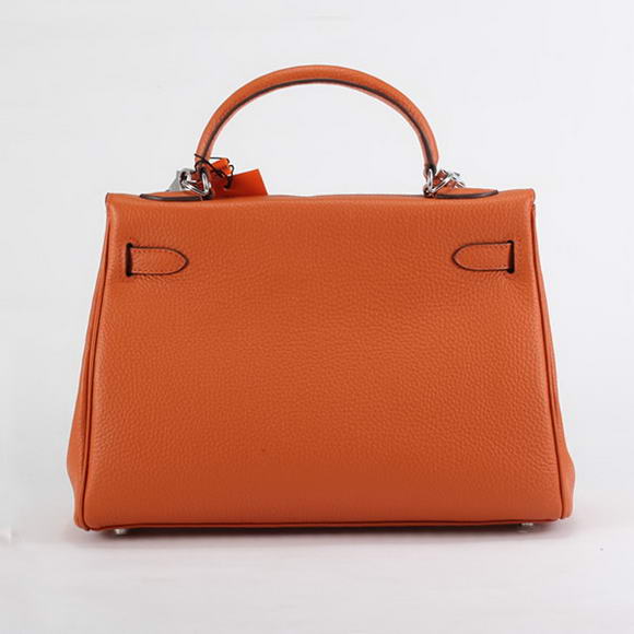 Hermes Kelly 32cm Togo Leather Handbags 6018 Orange Silver