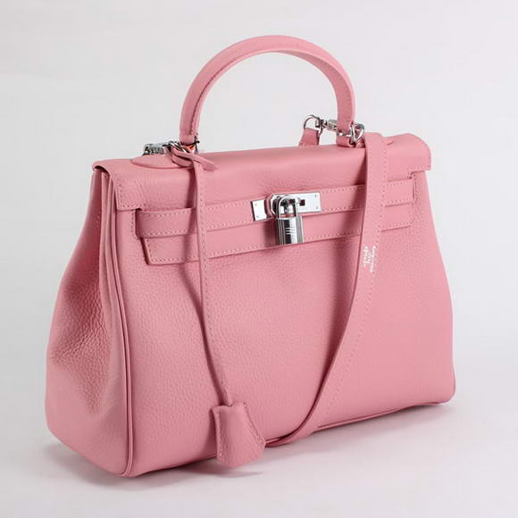 Hermes Kelly 32cm Togo Leather Handbags 6018 Pink Silver