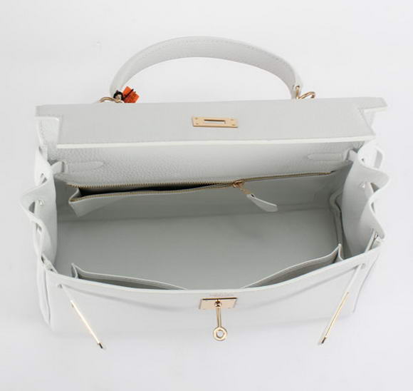 Hermes Kelly 32cm Togo Leather Handbags 6018 White Golden