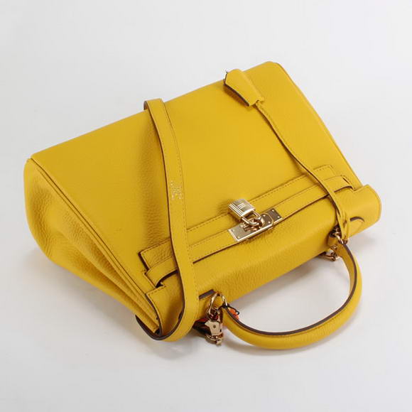 Hermes Kelly 32cm Togo Leather Handbags 6018 Yellow Golden