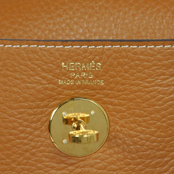 Hermes Lindy 30CM Havanne Handbags 1057 Camel Leather Golden Hardware