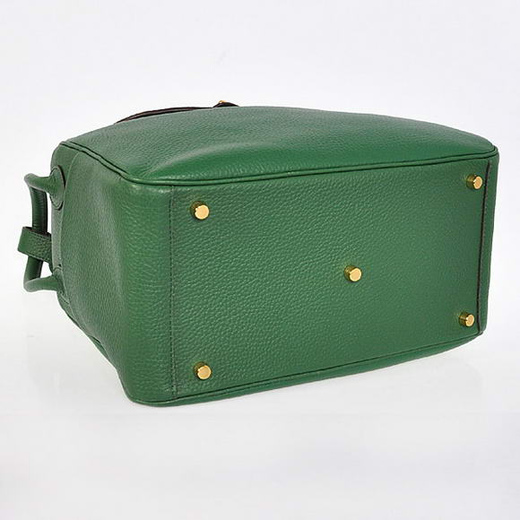 Hermes Lindy 30CM Havanne Handbags 1057 Dark Green Leather Golden Hardware