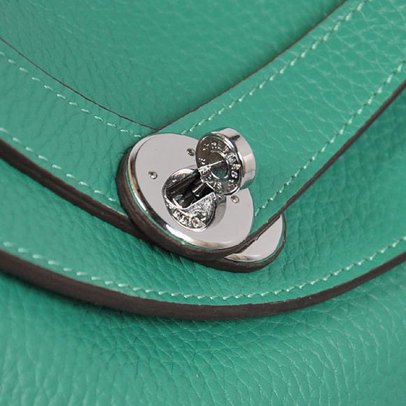 Hermes Lindy 30CM Havanne Handbags 1057 Green Leather Silver Hardware