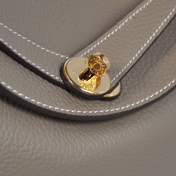 Hermes Lindy 30CM Havanne Handbags 1057 Grey Leather Golden Hardware