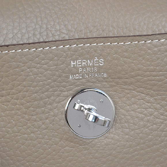 Hermes Lindy 30CM Havanne Handbags 1057 Grey Leather Silver Hardware