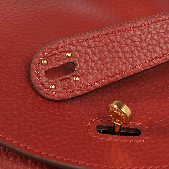 Hermes Lindy 30CM Havanne Handbags 1057 Bordeaux Leather Golden Hardware