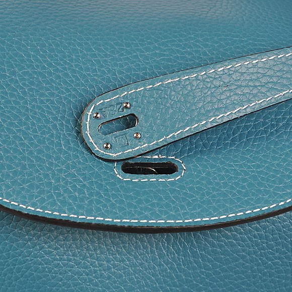 Hermes Lindy 30CM Havanne Handbags 1057 Mid Blue Leather Silver Hardware