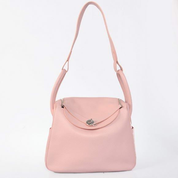 Hermes Lindy 30CM Havanne Handbags 1057 Pink Leather Silver Hardware