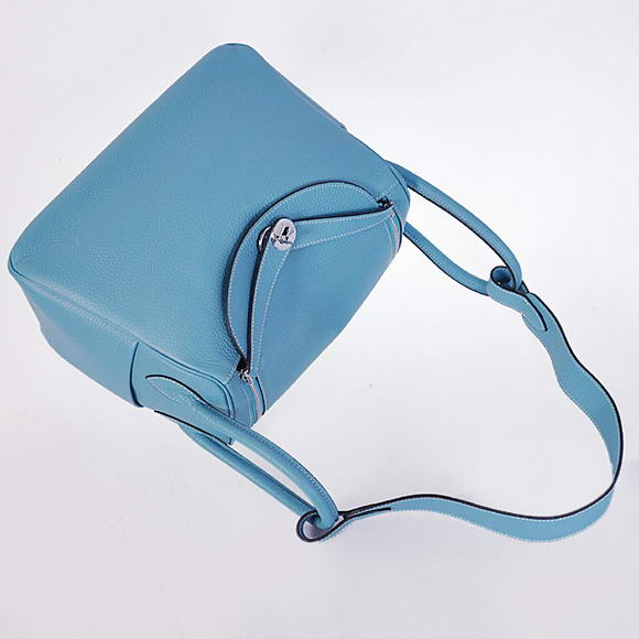 Hermes Lindy 30CM Havanne Handbags 1057 Light Blue Leather Silver Hardware