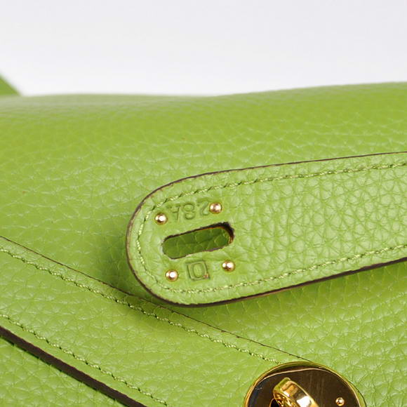 Hermes Lindy 30CM Havanne Handbags 1057 Light Green Leather Golden Hardware