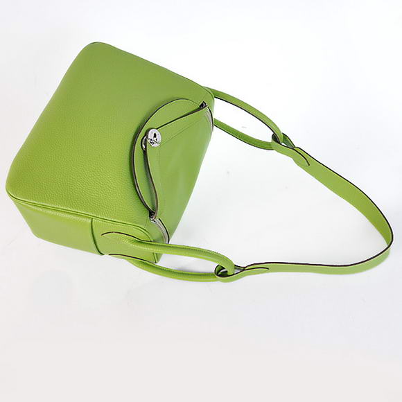 Hermes Lindy 30CM Havanne Handbags 1057 Light Green Leather Silver Hardware