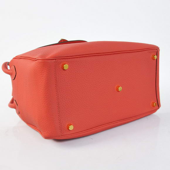 Hermes Lindy 30CM Havanne Handbags 1057 Light Red Leather Golden Hardware