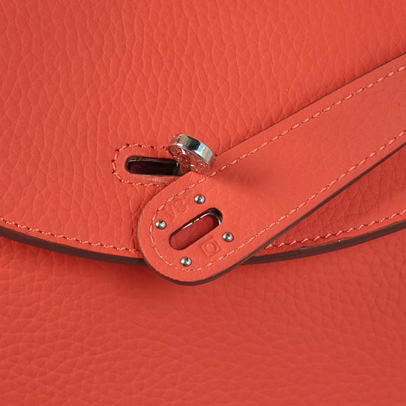 Hermes Lindy 30CM Havanne Handbags 1057 Light Red Leather Silver Hardware