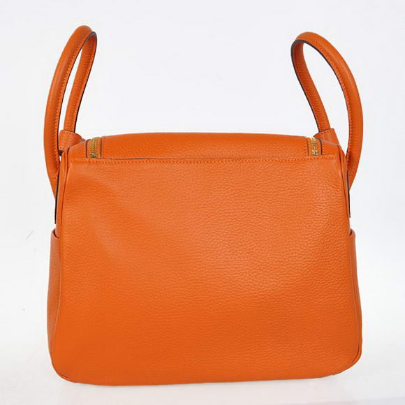 Hermes Lindy 30CM Havanne Handbags 1057 Orange Leather Golden Hardware