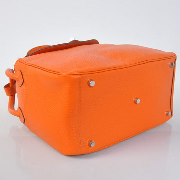 Hermes Lindy 30CM Havanne Handbags 1057 Orange Leather Silver Hardware
