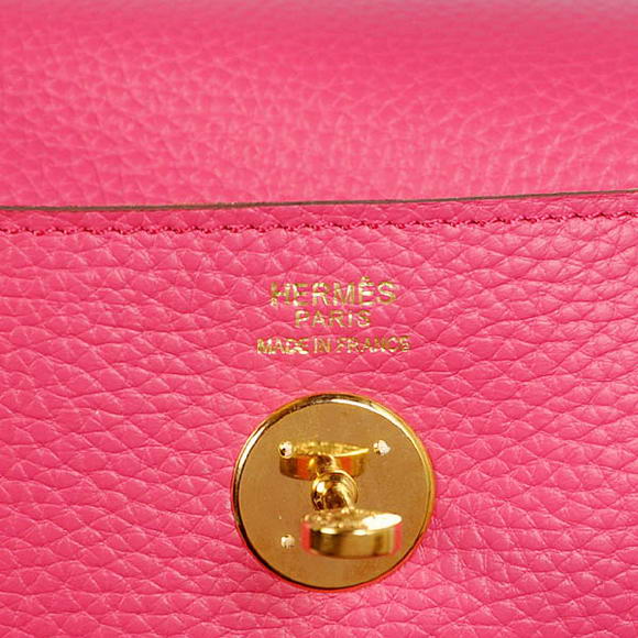 Hermes Lindy 30CM Havanne Handbags 1057 Peach Leather Golden Hardware