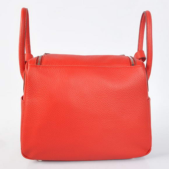 Hermes Lindy 30CM Havanne Handbags 1057 Red Leather Silver Hardware