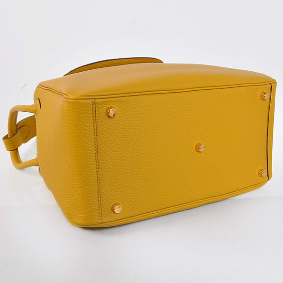 Hermes Lindy 30CM Havanne Handbags 1057 Yellow Leather Golden Hardware