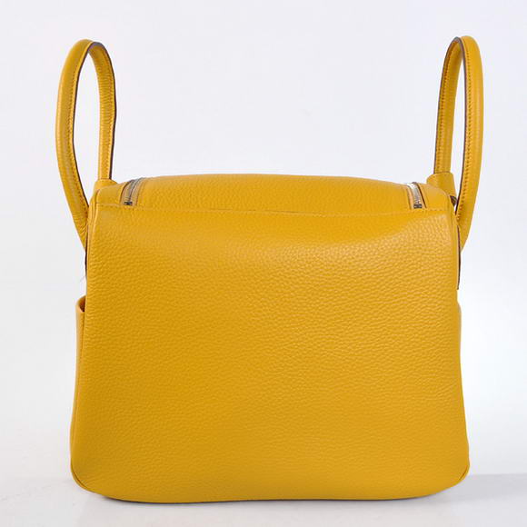 Hermes Lindy 30CM Havanne Handbags 1057 Yellow Leather Silver Hardware